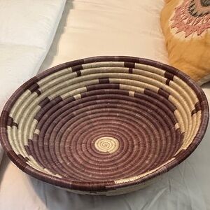 Handwoven Purple and Cream Basket - southwestern style - muted colors